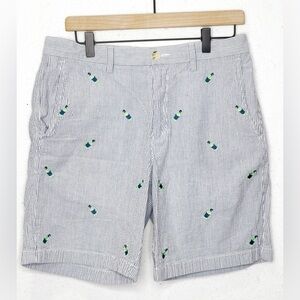 Southern Tide Seersucker Embroidered Bottle Shorts Size 32 Striped Shirts